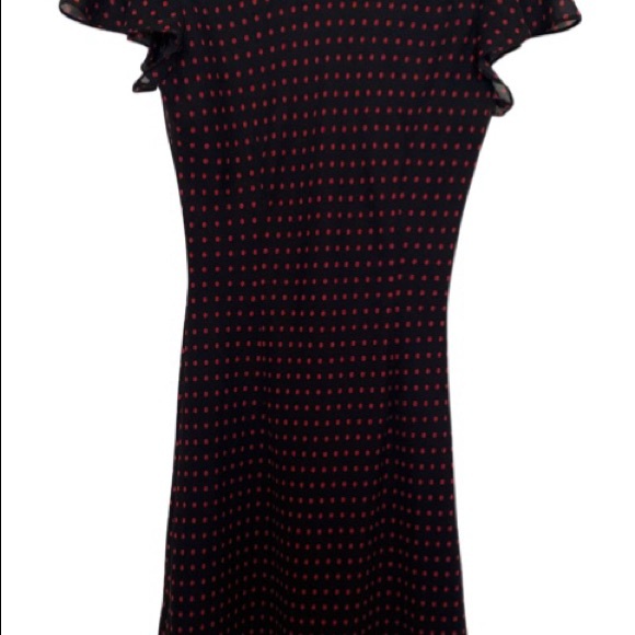 Elegant Red And Black Polka Dot Dress - Picture 2 of 4